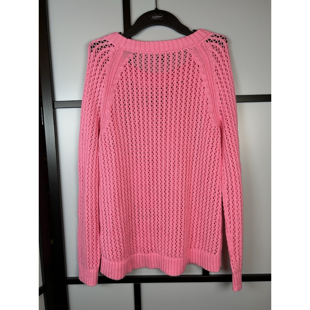Talbots Knit Sweater Women Size M Pink 100% Cotton High Low - Picture 3 of 7